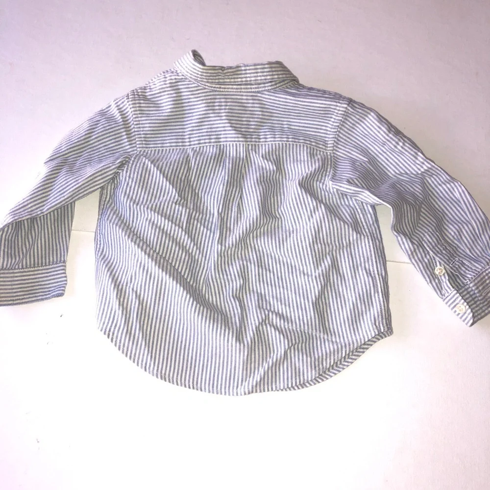 Ralph Lauren Blue and White Striped Button-Down Shirt 12M